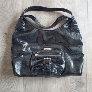 Michael Kors Austin Black Patent Leather Shoulder Bag.